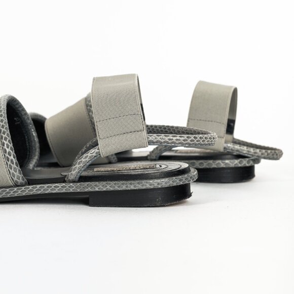 Balenciaga Grey Elastic Snakeskin-Embossed-Trim Slingback Sandals - Picture 8 of 10
